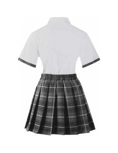 Disfraz de Chica Escolar Grande Gris Oscuro con Blusa y Falda 2