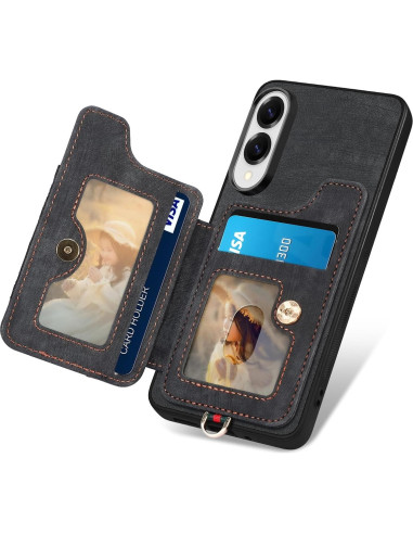 Funda billetera Samsung Galaxy S25 Edge negra con soporte RFID