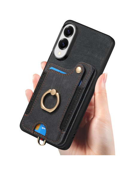 Funda billetera Samsung Galaxy S25 Edge negra con soporte RFID