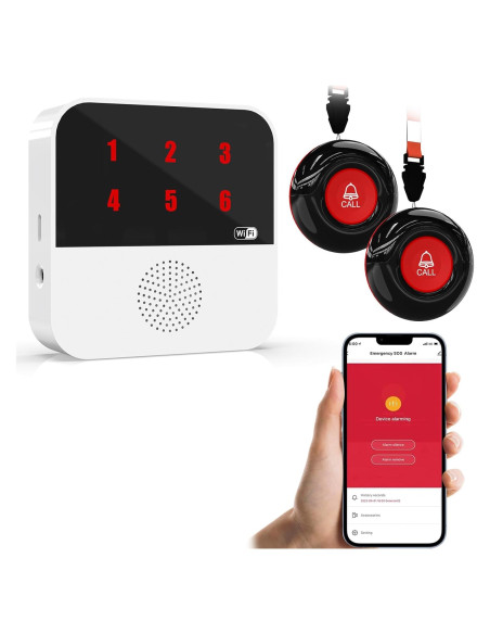 Sistema de Alerta Inalámbrico SanJie con 2 Botones y Receptor Sistema de Alerta Inalámbrico SanJie con 2 Botones y Receptor