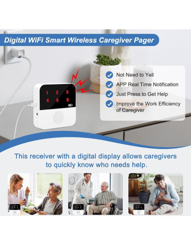Sistema de Alerta Inalámbrico SanJie con 2 Botones y Receptor