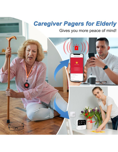 Sistema de Alerta Inalámbrico SanJie con 2 Botones y Receptor