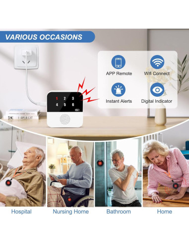 Sistema de Alerta Inalámbrico SanJie con 2 Botones y Receptor