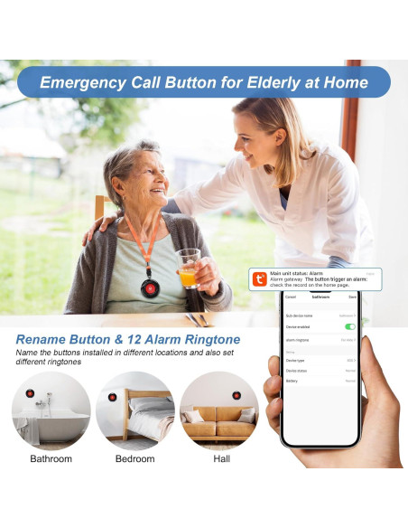 Sistema de Alerta Inalámbrico SanJie con 2 Botones y Receptor Sistema de Alerta Inalámbrico SanJie con 2 Botones y Receptor