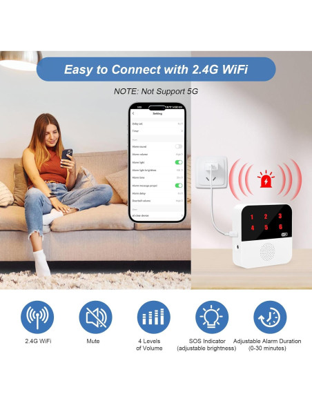 Sistema de Alerta Inalámbrico SanJie con 2 Botones y Receptor Sistema de Alerta Inalámbrico SanJie con 2 Botones y Receptor