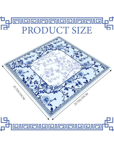 Mat de Mahjong Chinoiserie Azul y Blanco 55x55 cm con Bolsa