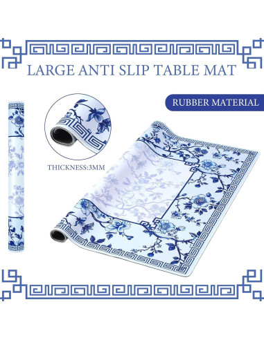 Mat de Mahjong Chinoiserie Azul y Blanco 55x55 cm con Bolsa