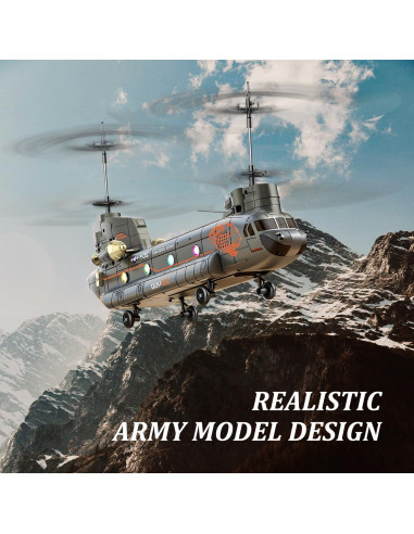 Helicóptero RC Militar SREJNGL 41.4 cm con Luz LED