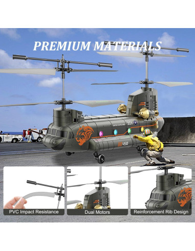 Helicóptero RC Militar SREJNGL 41.4 cm con Luz LED