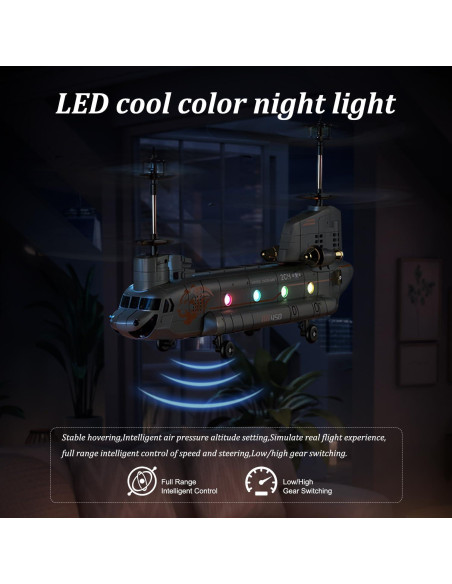 Helicóptero RC Militar SREJNGL 41.4 cm con Luz LED