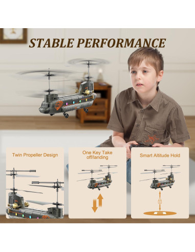 Helicóptero RC Militar SREJNGL 41.4 cm con Luz LED