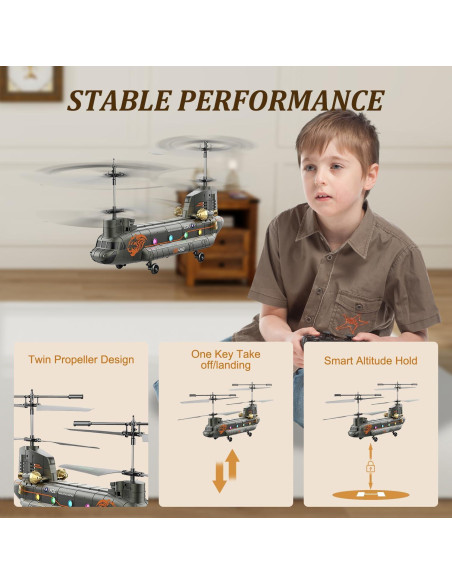 Helicóptero RC Militar SREJNGL 41.4 cm con Luz LED