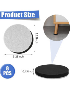 8 Deslizadores de Muebles Kayzn 8.26 cm Fieltro para Pisos 2