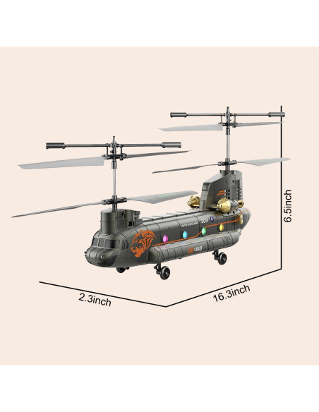 Helicóptero RC Militar SREJNGL 41.4 cm con Luz LED