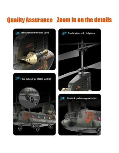 Helicóptero RC Militar SREJNGL 41.4 cm con Luz LED