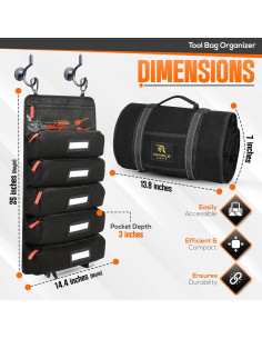 Bolsa de herramientas enrollable RAMBLE GEAR - 5 bolsillos grandes 2