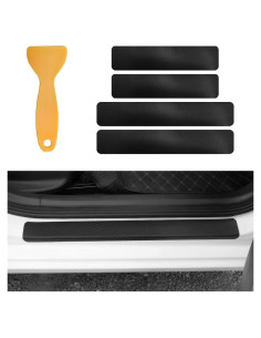 Protector de Umbral de Puerta de Coche Yourkar 4 PCS 3D Negro
