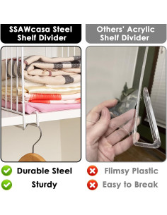 Divisores de Estante SSAWcasa - Paquete de 8 Metal 32.99x24cm 2