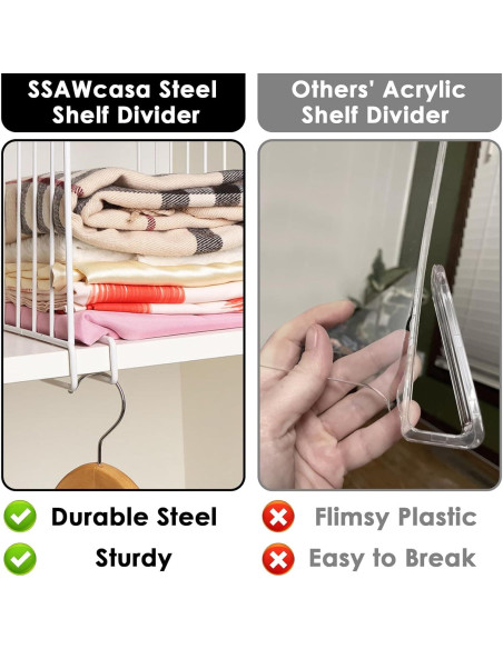 Divisores de Estante SSAWcasa - Paquete de 8 Metal 32.99x24cm