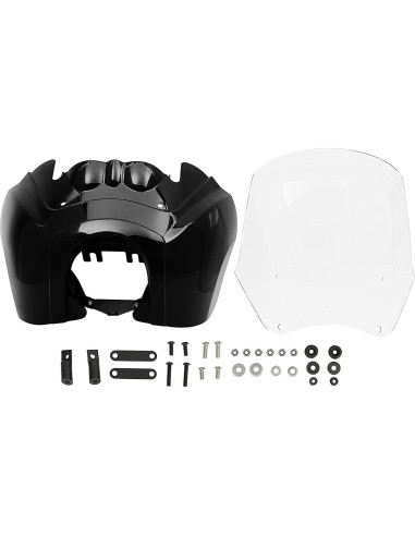 Carenado de Faro ECOTRIC con Parabrisas Claro 38cm para Harley Dyna