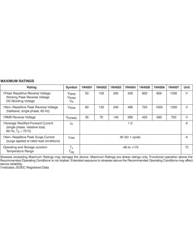 Diodo 1N4001 Fairchild Semiconductor 1A 50V DO-41 (10 piezas)