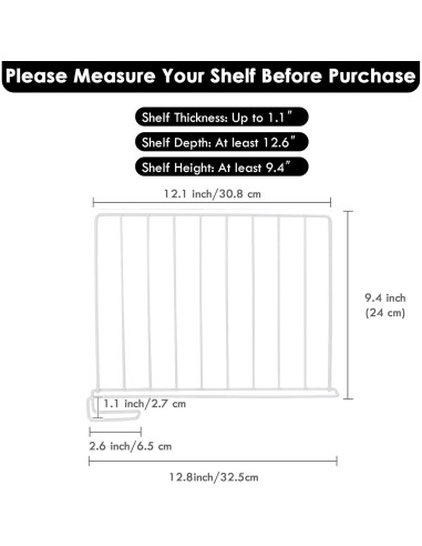 Divisores de Estante SSAWcasa - Paquete de 8 Metal 32.99x24cm