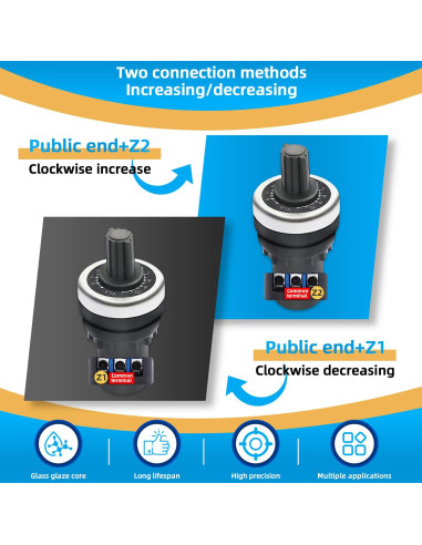 4PCS Potenciometro Rotativo 5K Ohm LA42DWQ-22 22mm