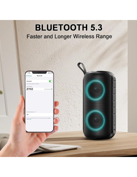 Altavoz Bluetooth Hupoaf ZY-02 24W IPX7 12h RGB Portátil