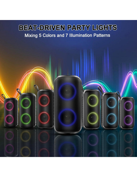 Altavoz Bluetooth Hupoaf ZY-02 24W IPX7 12h RGB Portátil
