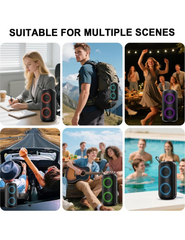 Altavoz Bluetooth Hupoaf ZY-02 24W IPX7 12h RGB Portátil