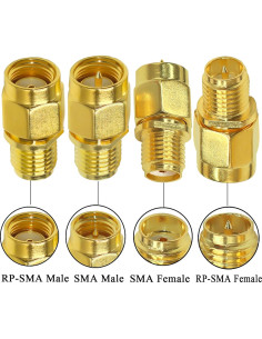 Kit 4 Adaptadores Coaxiales SMA TUOLNK Macho/Hembra 50 Ohm 2