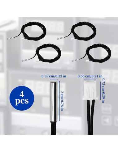 2 Piezas Sonda de Temperatura 10K NTC 3950 Acero Inoxidable 1M
