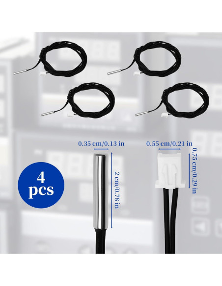 2 Piezas Sonda de Temperatura 10K NTC 3950 Acero Inoxidable 1M