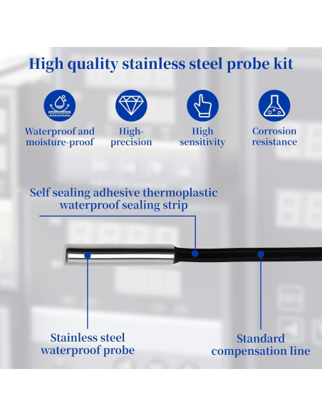 2 Piezas Sonda de Temperatura 10K NTC 3950 Acero Inoxidable 1M