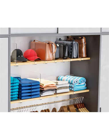 Divisores de Estante Acrílico Yieach 6 Piezas Ajustables 22-28 cm