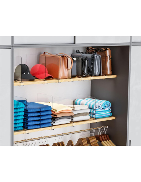 Divisores de Estante Acrílico Yieach 6 Piezas Ajustables 22-28 cm