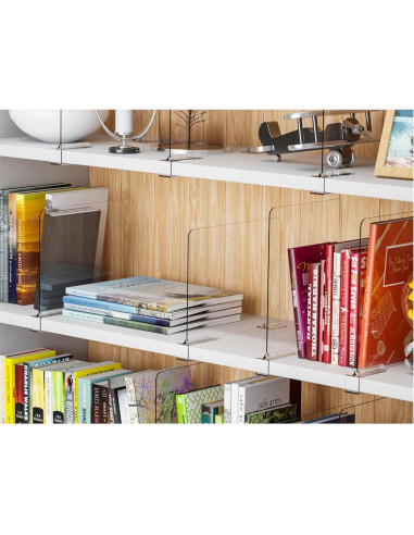 Divisores de Estante Acrílico Yieach 6 Piezas Ajustables 22-28 cm