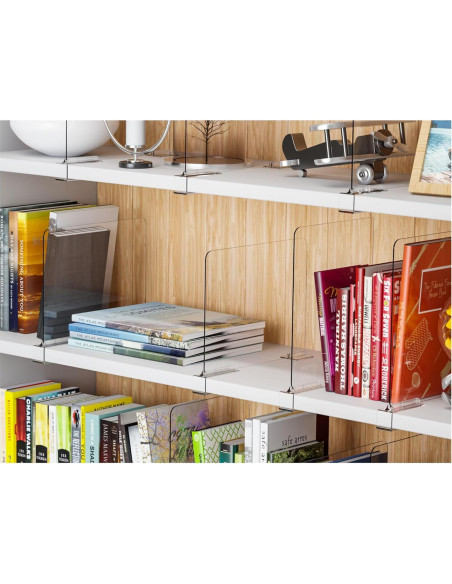 Divisores de Estante Acrílico Yieach 6 Piezas Ajustables 22-28 cm