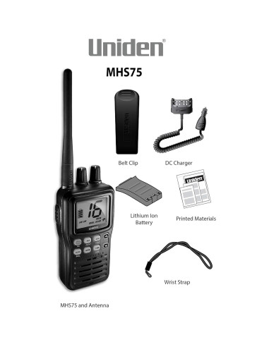Radio Marina de Mano Uniden MHS75 Impermeable VHF 5W