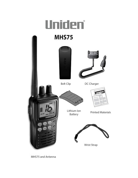 Radio Marina de Mano Uniden MHS75 Impermeable VHF 5W