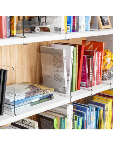 Divisores de Estante Acrílico Yieach 6 Piezas Ajustables 22-28 cm