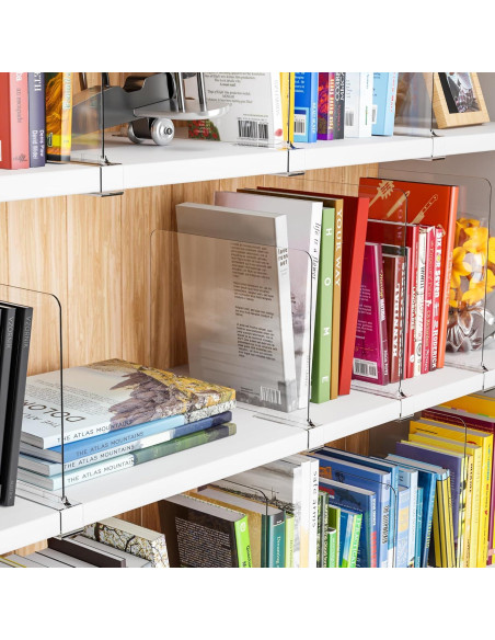 Divisores de Estante Acrílico Yieach 6 Piezas Ajustables 22-28 cm