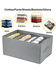 Organizador de Closet Fordonral 4pc Gris 6 Compartimentos 44x30x20cm 2