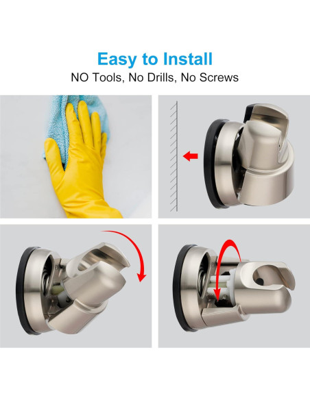 Soporte de Cabezal de Ducha Hibbent con Ventosa - 2 Unidades