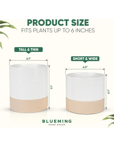 Maceta Autorriego Cerámica Blueming 18 cm Blanco Beige 2