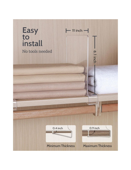 Divisores de Estantes Acrílico ZORCOR 6 Piezas 27.94x20.57cm