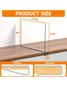Separadores de Estante Acrílico Yieach 6 Piezas 23.4 cm 2