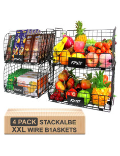 4 Cestas de Alambre Apilables Joben Oligey 41.4x30.5x20.8cm