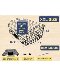 4 Cestas de Alambre Apilables Joben Oligey 41.4x30.5x20.8cm 2