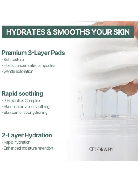 CELORABY Almohadillas de Tónico Coreano con Exosomas y Ácido Hialurónico - 70 Unidades